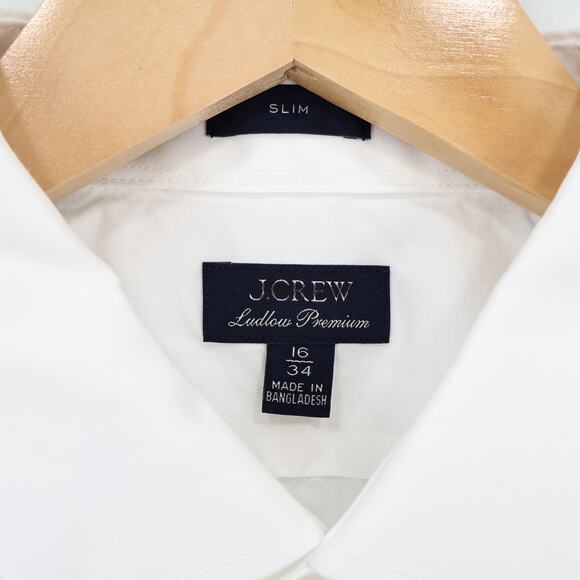 J.Crew Men's Ludlow Slim Premium Fine Cotton Dress Shirt Size 16/34 White - Picture 4 of 8